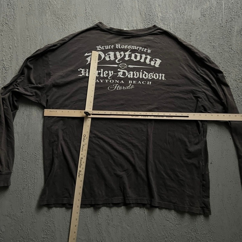Harley Davidson Shirt XL Black Daytona Beach Skulls Long Sleeve Y2K - Picture 8 of 11